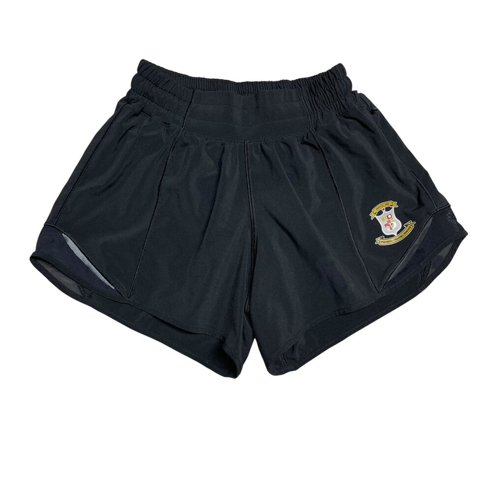 LULULEMON Hotty Hot Short II *Long 4" Black Sz 2 Seattle Space Needle Volleyball